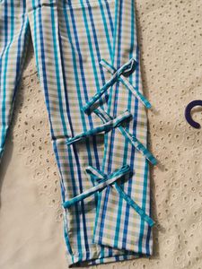 Checkered Casual Pants with Ties