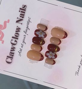 Deep Red 3D Press-On Nails Set