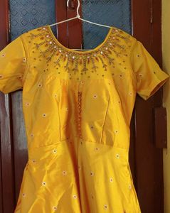 Beautiful Yellow Anarkali Suit Set