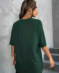 Oversized Dark Green Graphic T-S