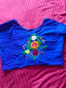 Royal Blue handmade work Blouse