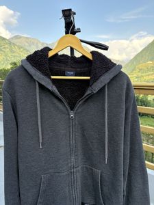 POLHAM UNISEX Grey Sherpa Lined ZIPPER Hoodie