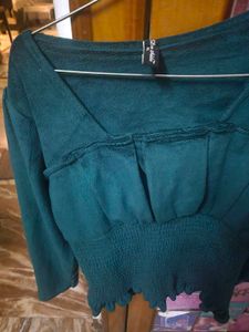 Teal Smocked Top