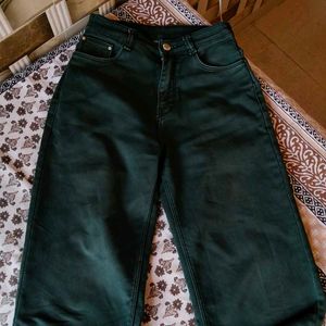 Dark Green Wide Leg Jeans