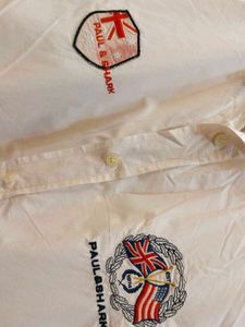 Paul &amp; Shark White Embroidered Button-Down Shirt