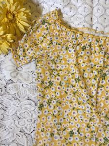 Shein Yellow Floral Off-Shoulder Mini Dress