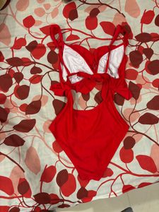 Red Ruffle High-Waist Bikini Set