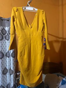 Yellow Shorts Bodycon Dress.M Size