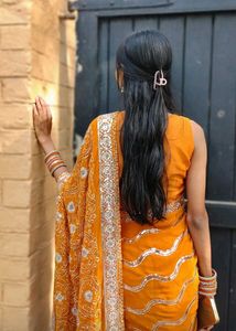 Vibrant Orange Embroidered Saree