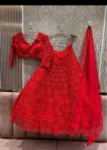 Stunning Red Embellished Lehenga Choli