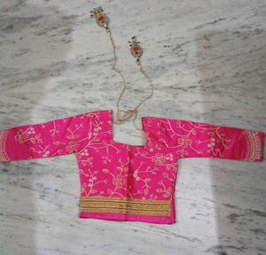 Floral Lehenga Choli with Pink Dupatta