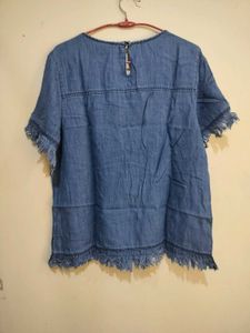 Denim Fringe Top