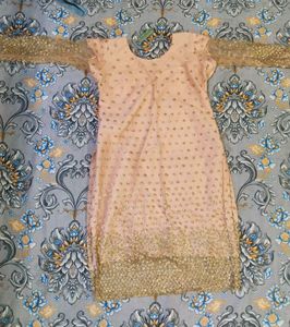 Elegant Peach Sequin and Kalabattu Kurta Set