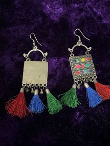 Boho Tassel Earrings with Colorful Stones
