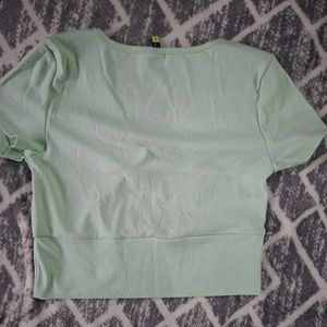 Pastel Green Wrap Crop Top