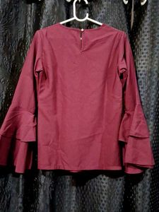 Maroon Bell Sleeve Top