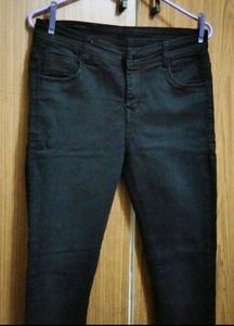 Jet Black Cotton Denim Jeans For Girls 👖