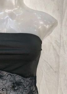 Lace Trimmed Black Tube Top