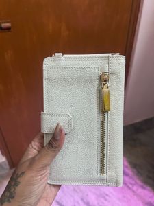 White Leather Cell Phone Crossbody Bag