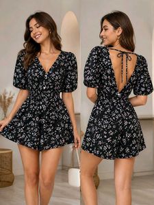 Chic Floral Print Romper Jumpsuit