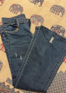 Ripped High Waist Blue Jeans
