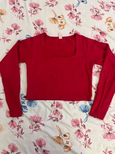 Red Long Sleeve Crop Top 🍎