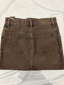 Brown Denim Mini Skirt