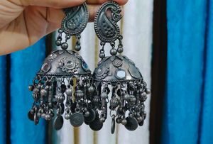 Exquisite Oxidized Silver Jhumka Earrings