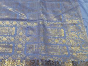 Elegant Blue Saree with Gold Border