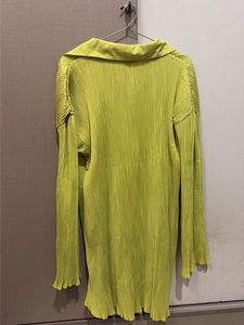 Pleated Lime Green Button-Up Tunic