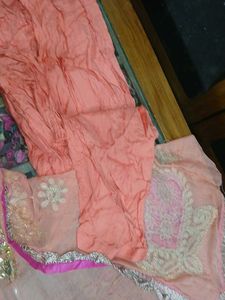 Peach &amp; Pink Embroidered Kurti