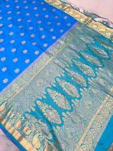 vintage Kanjivaram Blue &amp; Gold Saree