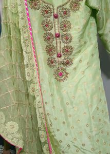 A Chanderi Silk Suit WithBeautiful Kundan Embroid