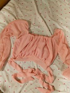 Chic Pink Polka Dot Puff Sleeve Top