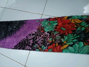 "Purple" Printed Saree With Unstitched Blouse