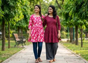 Two Beautiful Pink Floral Kurta