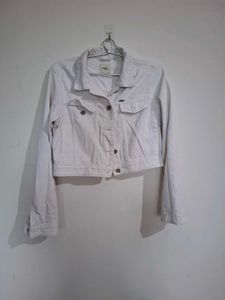 White Cropped Denim Jacket