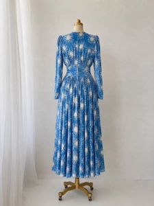 Blue Star Print Long Sleeve Dress