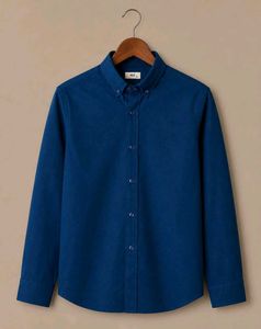 Men's Solid Blue Button-Down Shirt