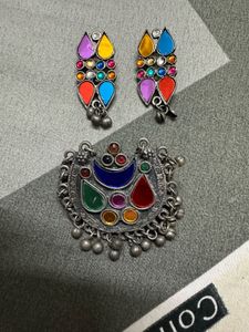 Oxidised Earrings and Ring Set