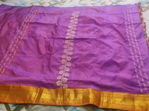 Vibrant Purple &amp; Gold Saree