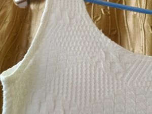 White Textured Fit &amp; Flare Dress