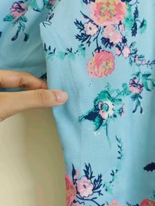 Blue Pink Floral Top