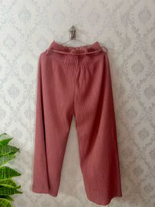 Pleated Palazzo Pants with Pom Po