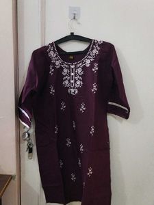 Embroidered Maroon Kurta