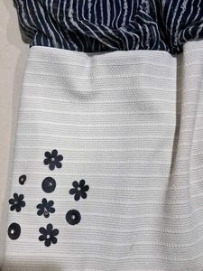 Chic Striped Kurta Set with Embellished Neckline