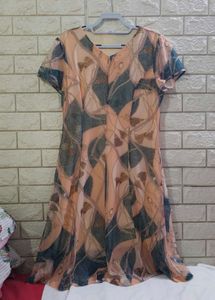 Vintage-Style Peach A-Line Midi Dress