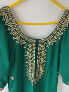Embroidered Green Kurta Set