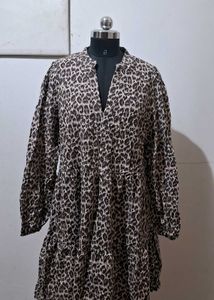 Leopard Print Tiered Mini Dress