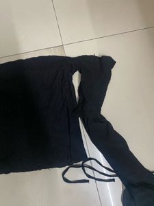 Black Off-Shoulder Flare Sleeve Top